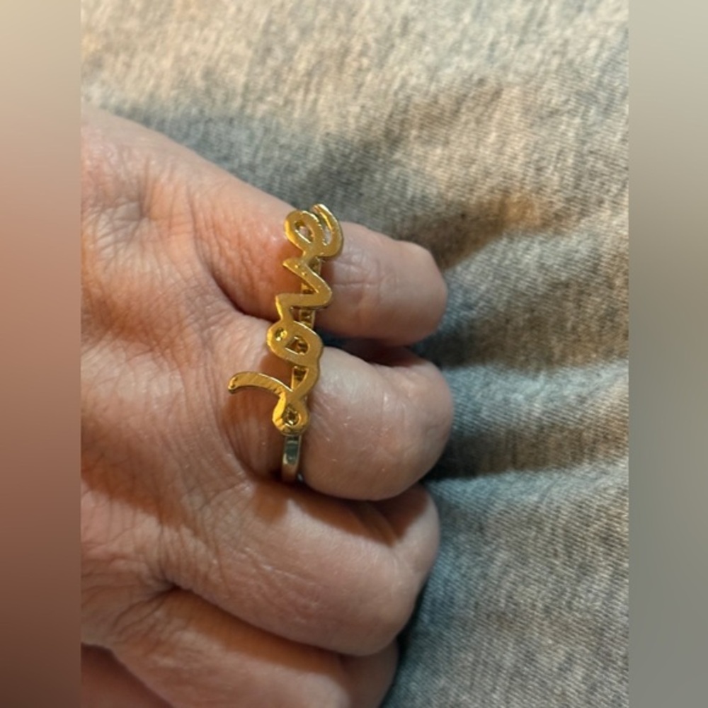 Double Finger Gold 'Love' Ring NWT